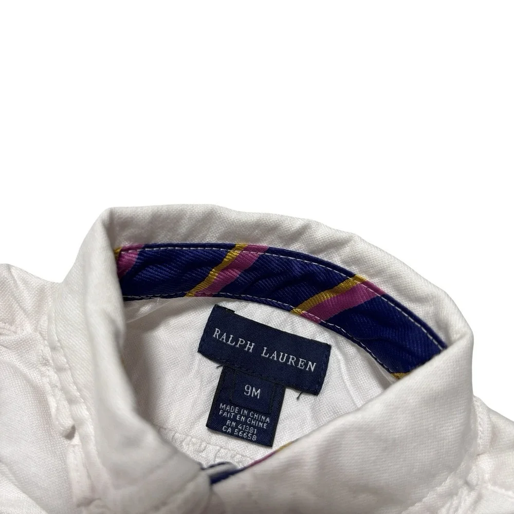 Ralph Lauren Toddler Button Down Shirt White Size 9M - 10 x 11